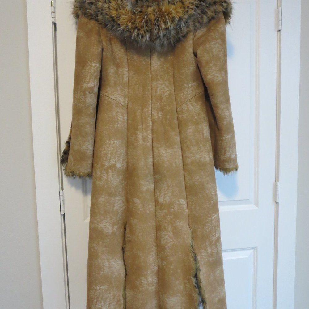 REM Leopard Print Faux Fur Hooded Long Coat Jacket Sz M - Picture 7 of 8